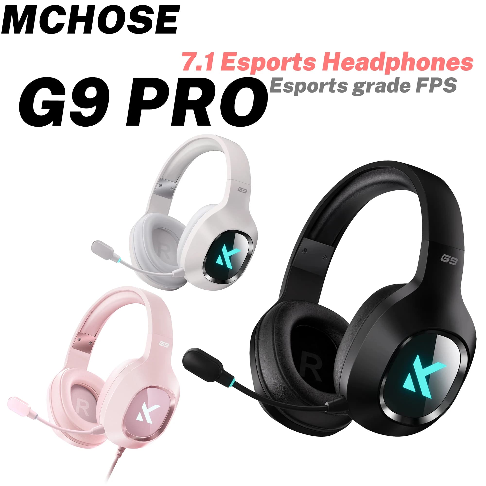 MCHOSE G9 Pro Wireless Headphones Tri-Mode 7.1 Sound surround Headphones e-sport Microphone with noise cancellation Low latency Light