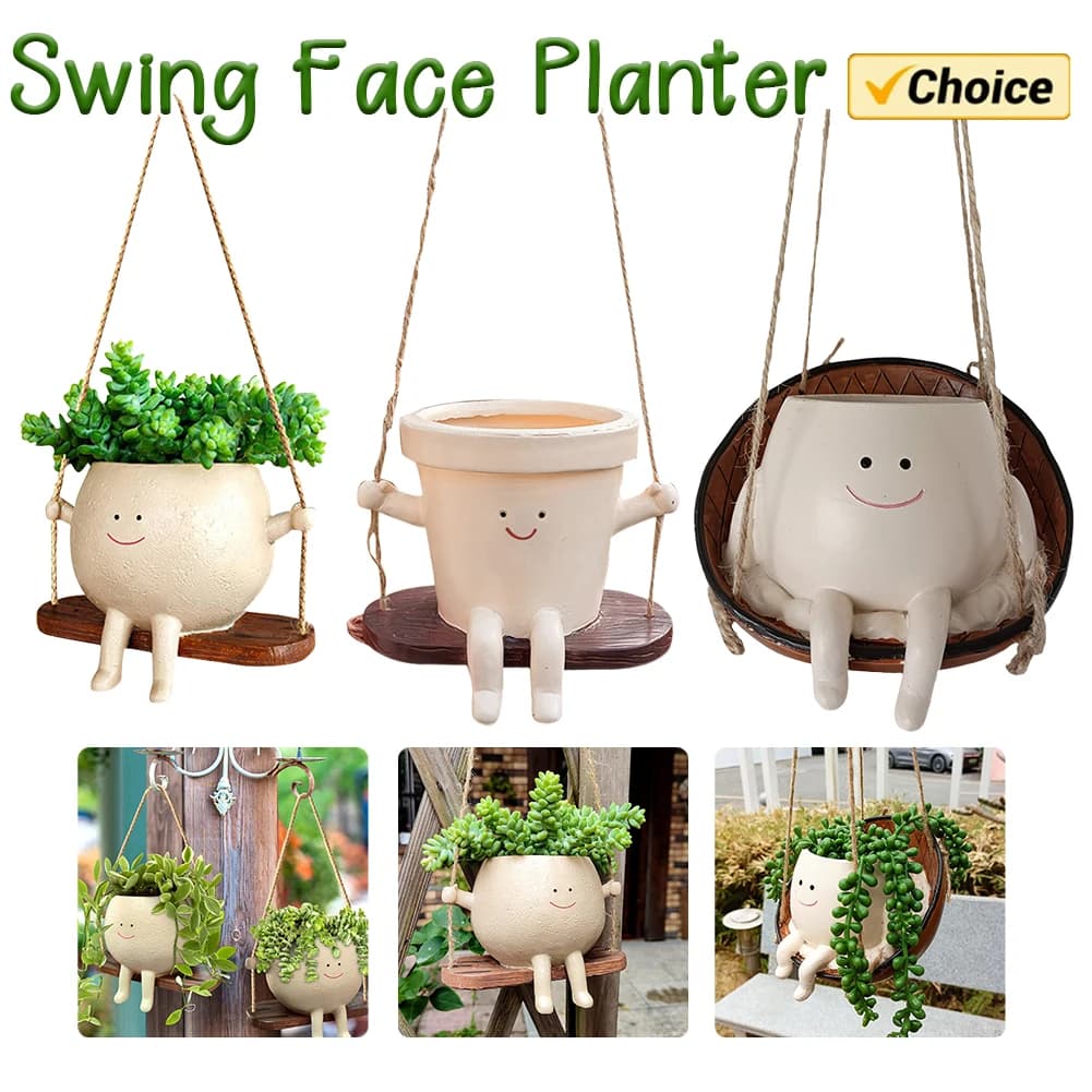 Plant baskets Plant hanger plant hanger Beautiful swing face planter Vases for succulent flowers Balcony Wall-mounted flower garden decor