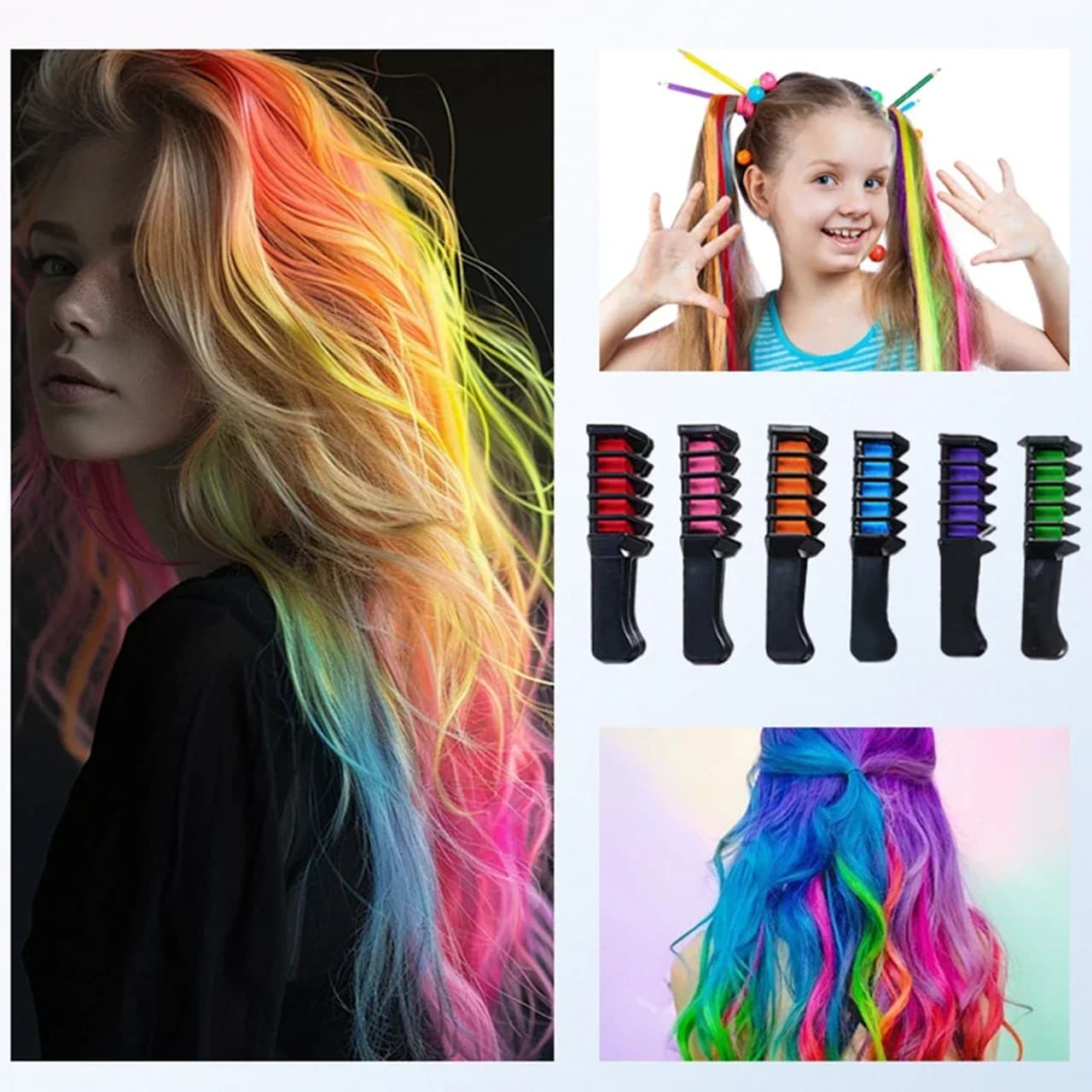 6/1pcs Children's Hair Tinctures Mascara Design Pastels Coloring of the Hair Gesso Matita Colorante Temporanea Mini Usa And Getta Professional Hair Tinture