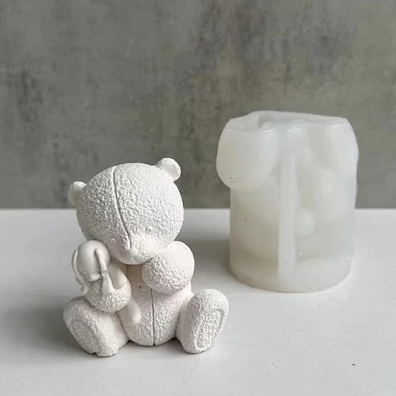 Orso tessuto candela stampo in silicone orso 3D aromaterapia gesso sapone artigianato resina epossidica molud fai da te cioccolato cubetti di ghiaccio strumento di creazione