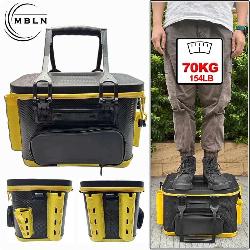MBLN brand, portable EVA fishing gear box for storing rods, waterproof and durable fishing gear case, box for storing live fish