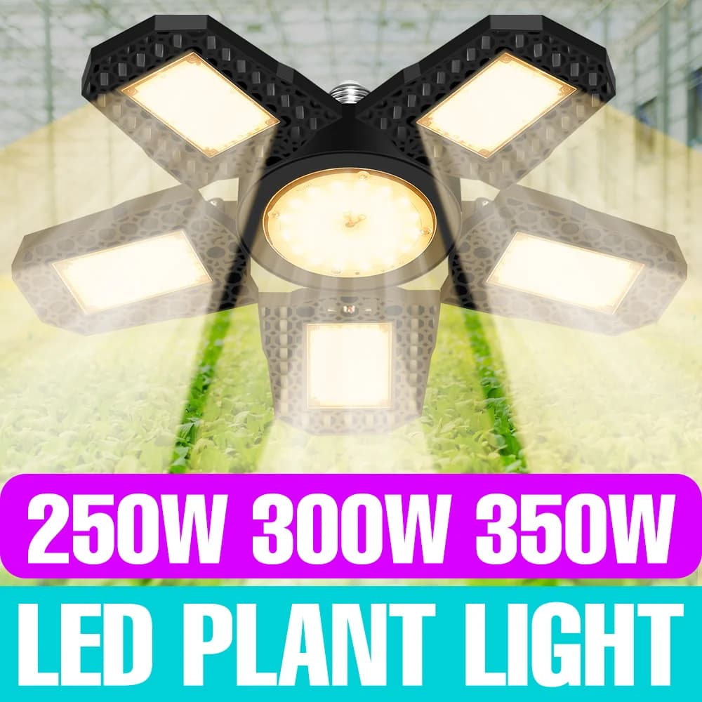 Lampadina LED per Coltivazione a Spettro Completo 350W, Luce Deformabile per Piante E27/E26, Illuminazione per Semenzai, Fiori e Verdure da Interno 220V