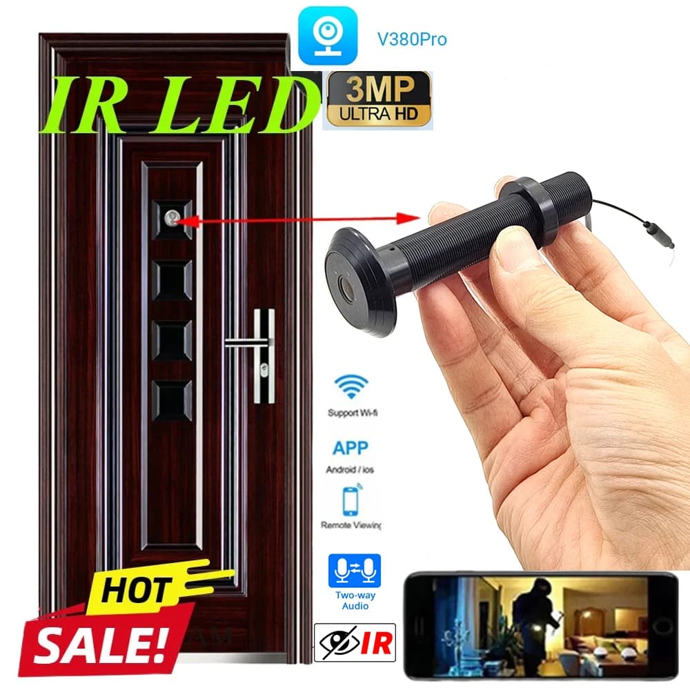 V380 2.4G 5G WiFi IR Door Eye Camera Mini Door Peephole 3MP HD Camera obiettivo grandangolare spioncino rilevamento del movimento registrazione Video