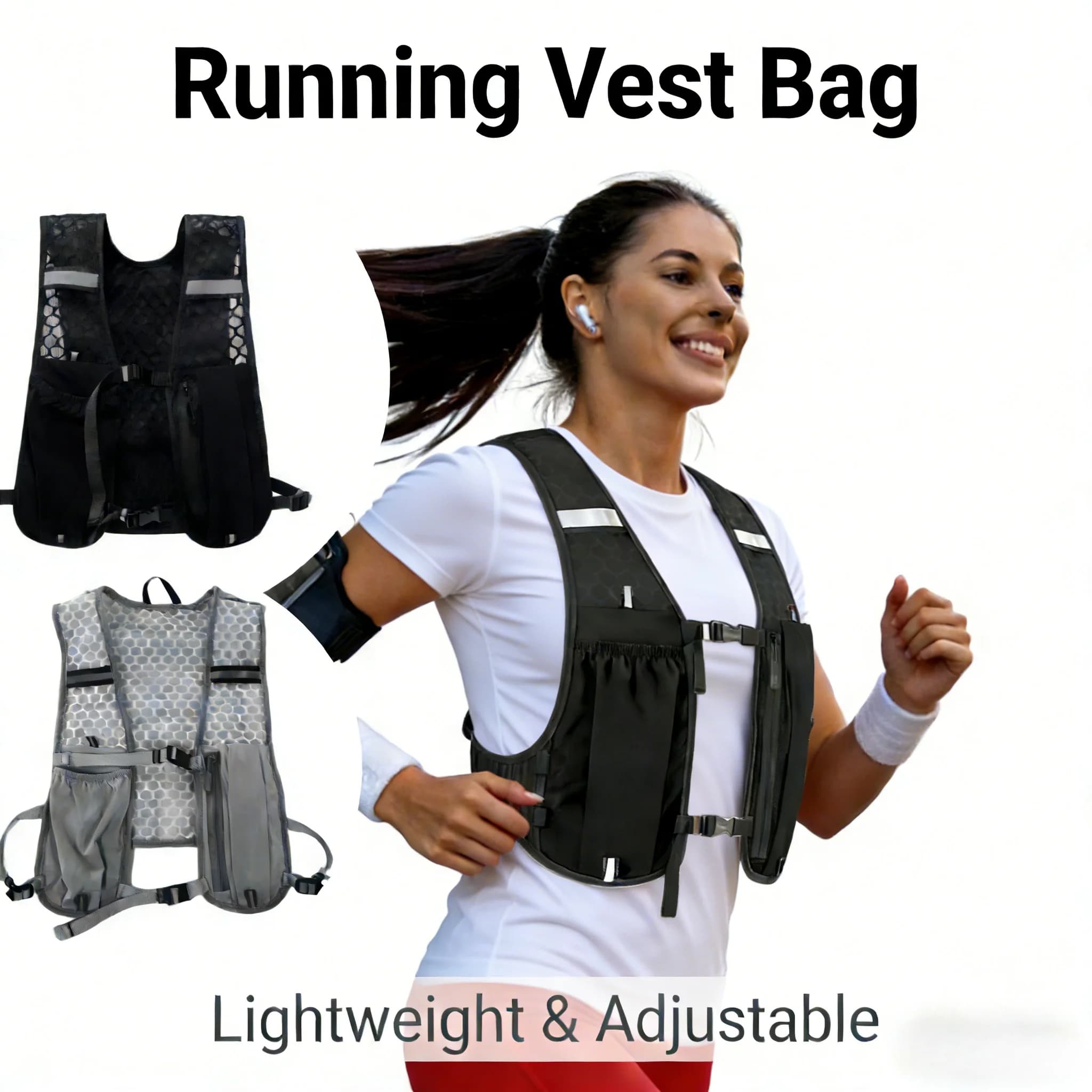 Gilet Running backpack with Hydrating bottle, Lightweight, for Cycling, Running, Jogging, Marathon, Horse riding, Climbing