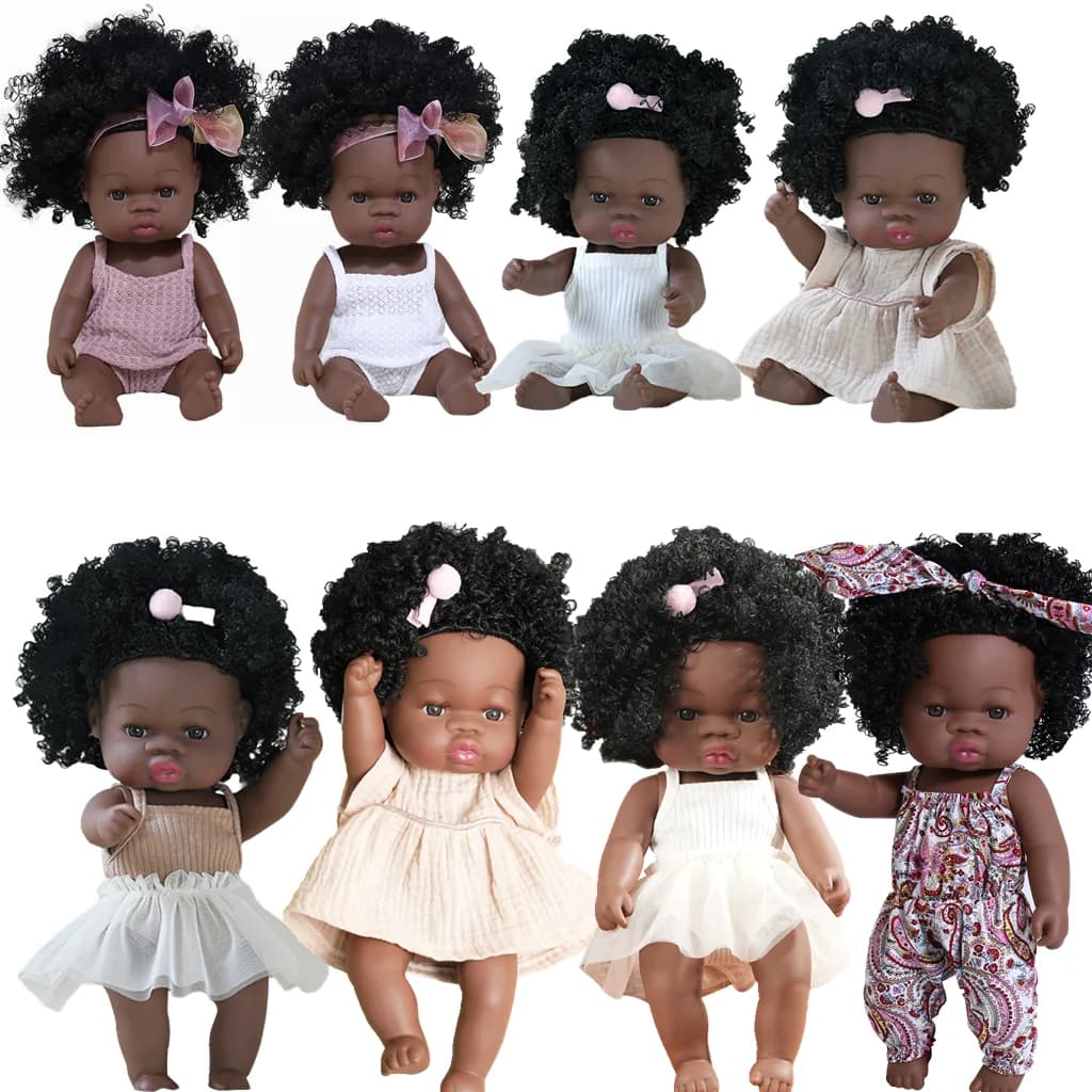 Bambola Reborn realistica da 35cm bambola americana nera realistica per bambini bambola adorabile da 14 pollici giocattoli per bambole rinate per regalo per bambini