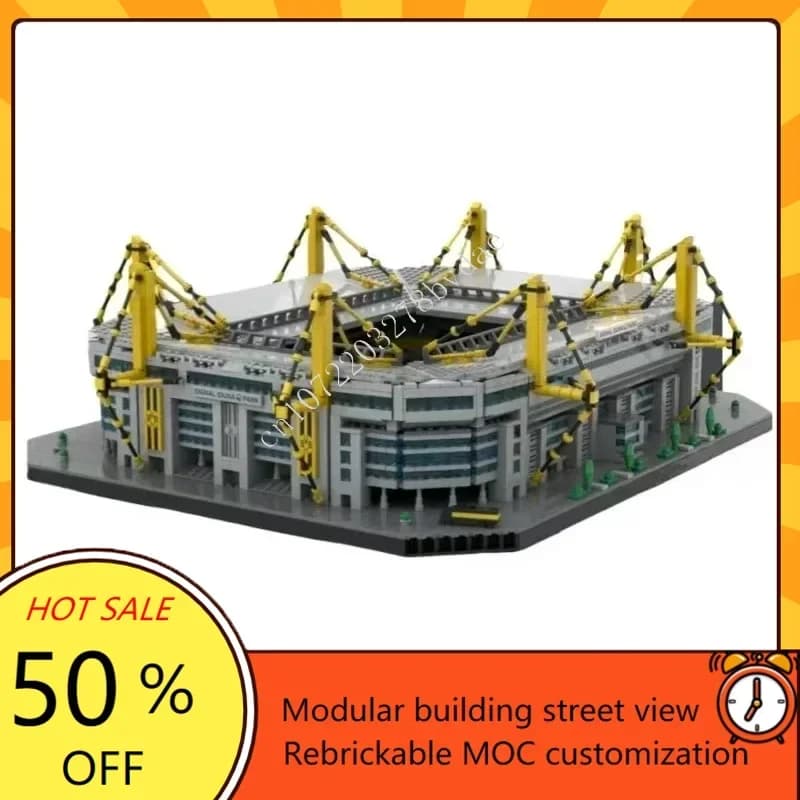 5844 Pezzi Dortmund Westfalenstadion 1:500 Modellino Modulare MOC Creativo Street View Puzzle Personalizzato Fai da Te Giocattoli Educativi da Assemblare Regali
