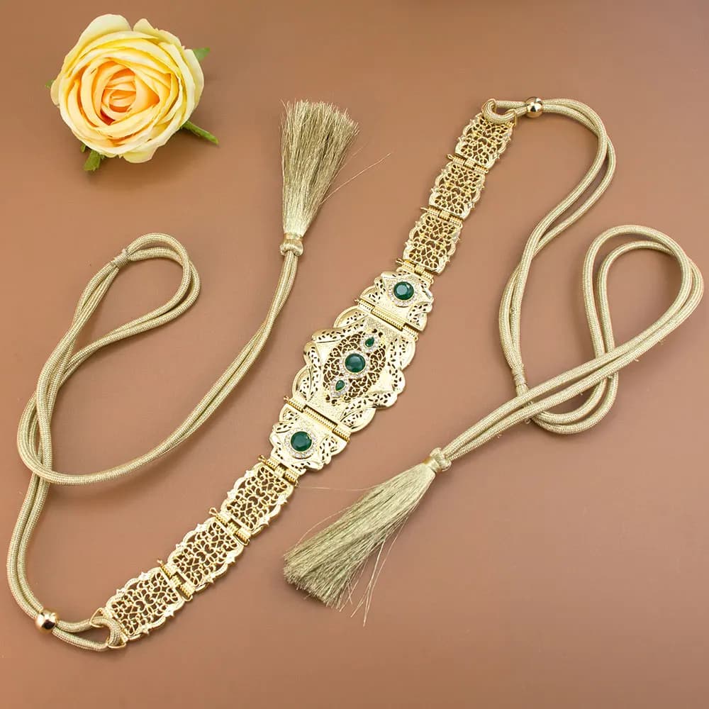 Elegant Morocco Woman Caftano Belt Hand Racing Chain Arabic Waist Chain Gold Color Algeria Wedding Belt Bijoux