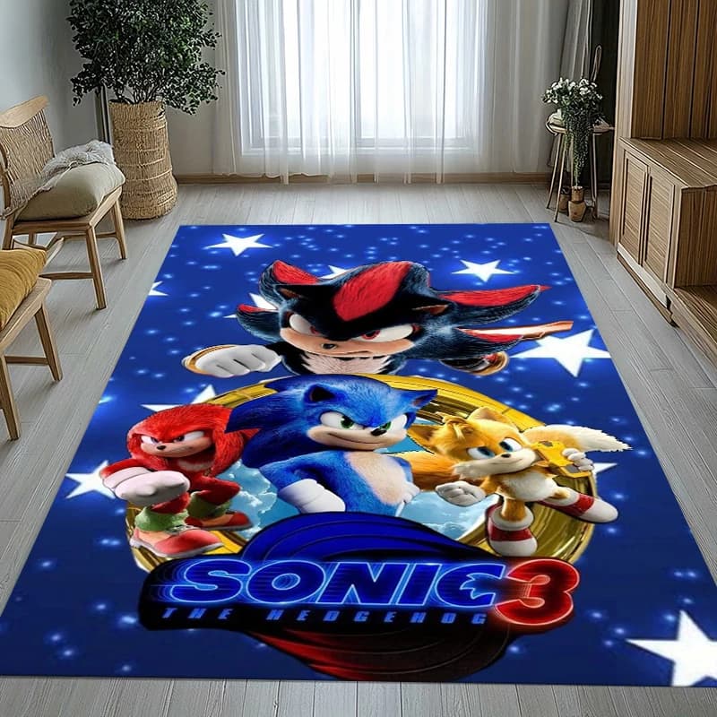 Tappeto Antiscivolo Retrò S-Sonic con Motivi di Cartoni Animati per Soggiorno, Morbido Tappeto per Camera da Letto, Sala Giochi, Divano, Decorazione Casa, Regalo
