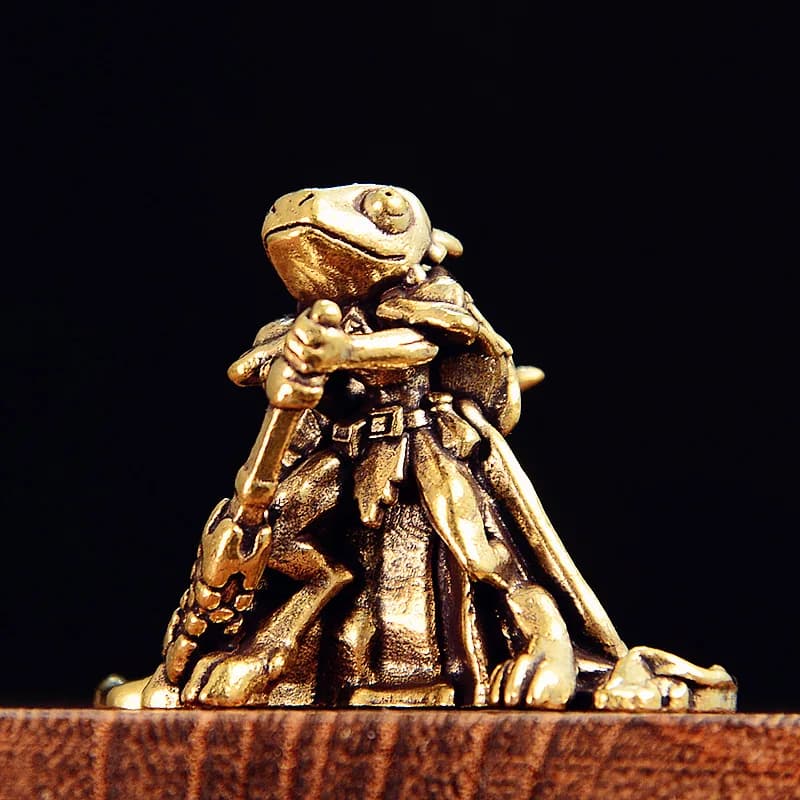 Brass Long Skirt Frog Small Statue Retro Character Miniature Figurine Desktop Decoration Crafts Home Decors Ornament Accessories