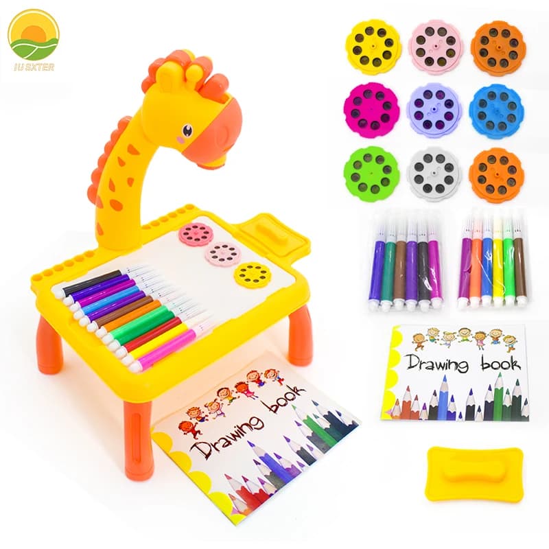 Tavolo da disegno per bambini Tavolo da proiezione Giocattolo leggero per ragazzo Set di strumenti per libri con penna colorante Ragazza che impara regali educativi per bambini di 3 anni