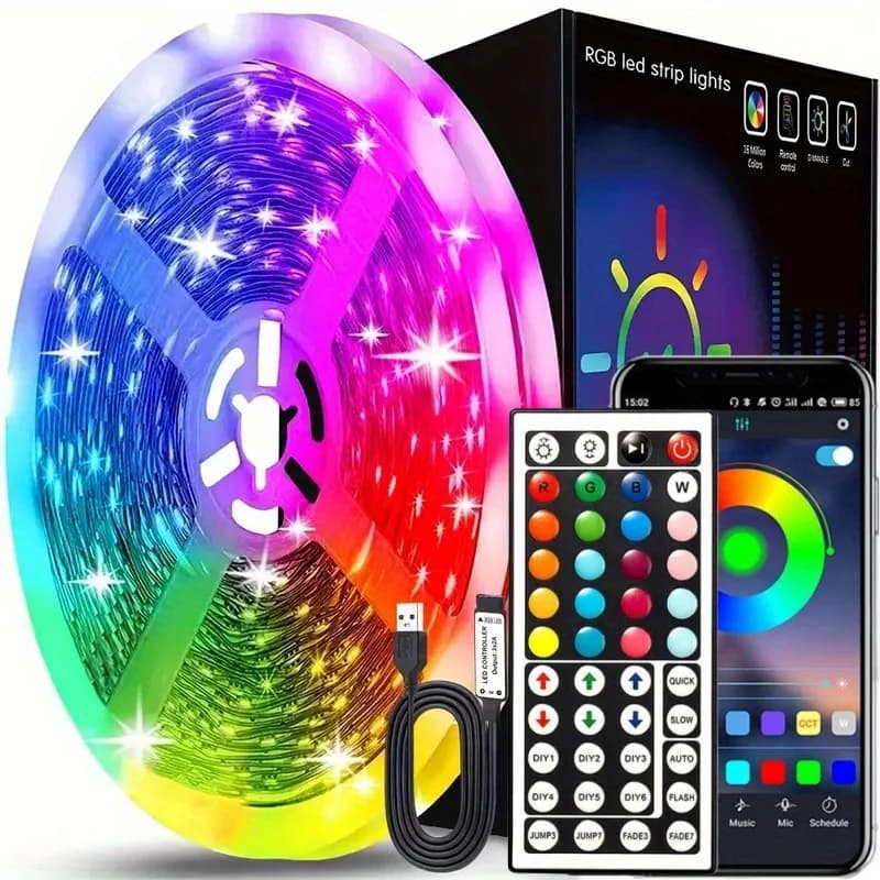 Strisce LED RGB Sincronizzate con la Musica, Luci Cambia Colore per Retroilluminazione TV con Controllo App e Telecomando per PC, Camera da Letto, Decorazioni Casa, Feste e Festival