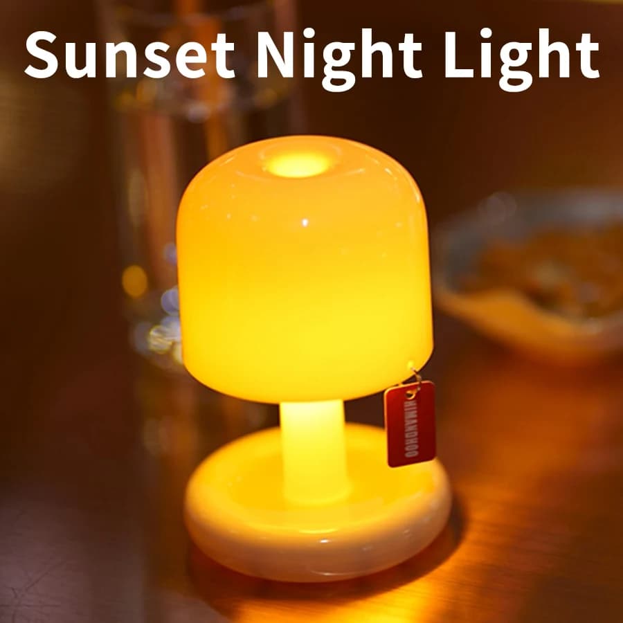 USB ricaricabile fungo luce notturna led tramonto lampada da tavolo scrivania comodino camera da letto lampade bar decorazione della stanza atmosfera luce d'atmosfera