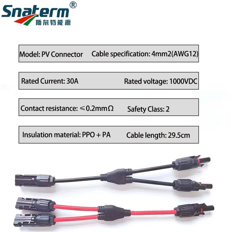 Solar Connector Adapter for photovoltaic panel Yield Y from 1 to 2 Parallel connection of battery plate group RV photovoltaic group line