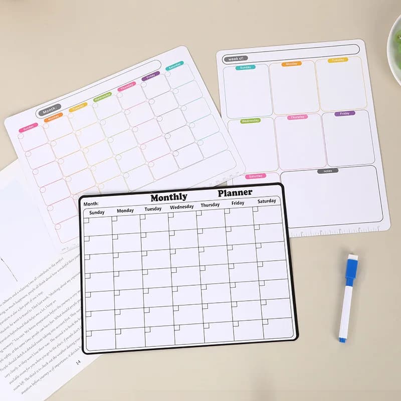 Magnetic Wall decal for Planner Monthly, Lavagna Clearable by Refrigerator, Time Management Tool for Home and Office