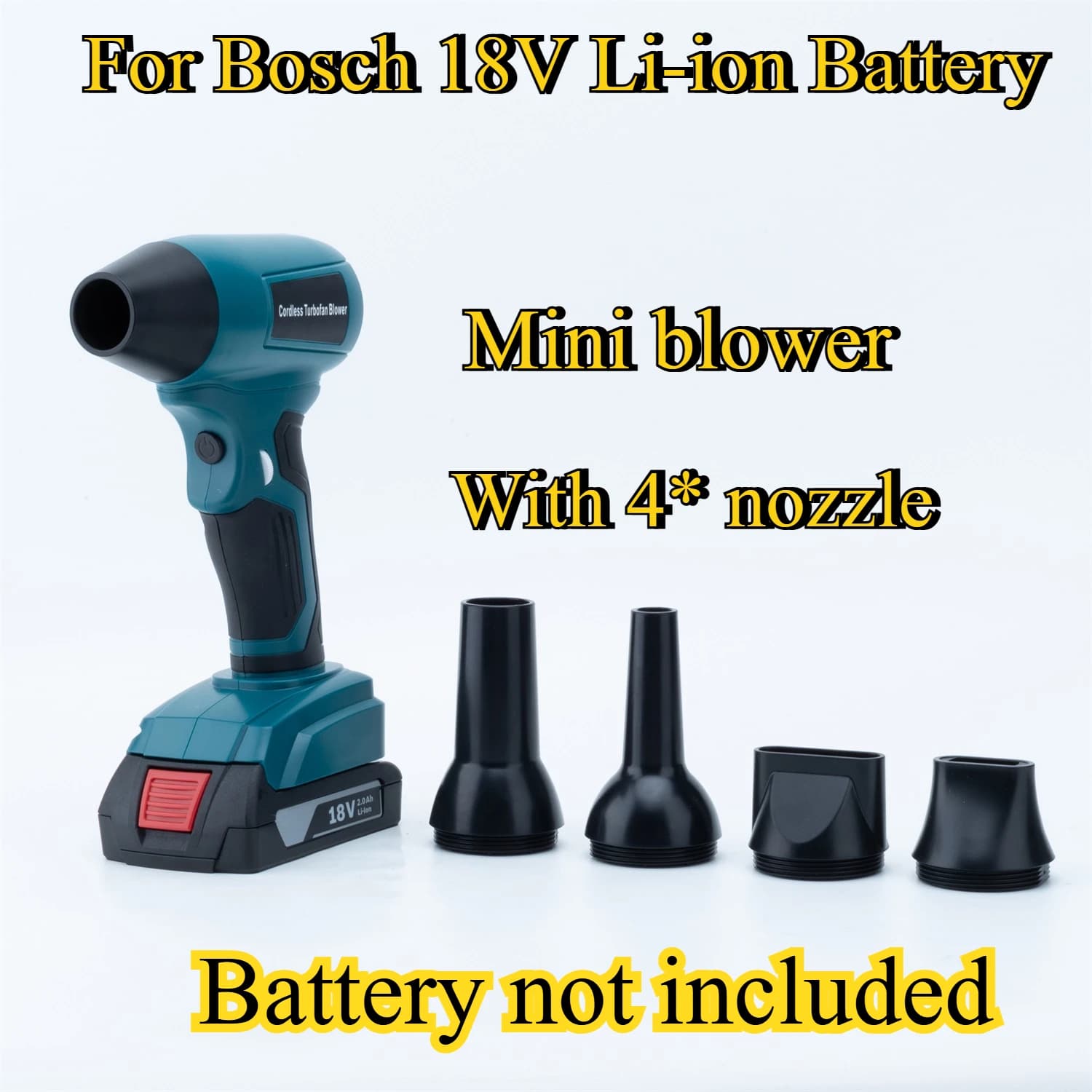For turbo fan with 18 V 130000 Bosch lithium-ion battery wireless portable hair dryer with 4 speed RPM control