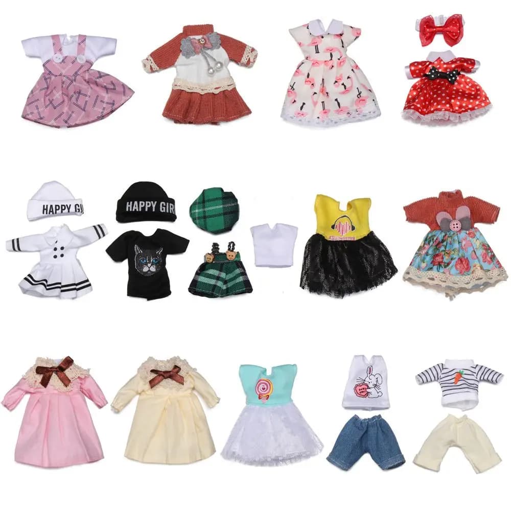 Vestiti per bambole da 16cm vestito da principessa carino per il 1/8 bambola BJD top t-shirt felpe con cappuccio Jeans pantaloni vestito maglione lavorato a maglia in pizzo gonna giocattolo regalo