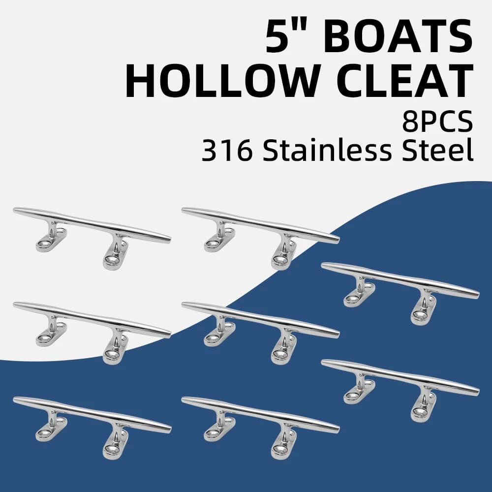 Andymarine 8 pezzi 5 pollici in acciaio inossidabile 316 ponte di barca cavo per hardware marino yacht ponte di nave tacchette per corda set di accessori per kayak