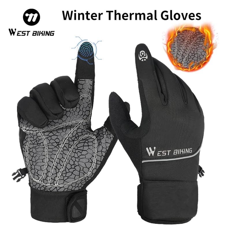WEST BIKING Motorcycle Gloves Winter Gloves Hot Thermal Gloves with whole fingers Cycling Gloves for outdoor sports waterproof windproof