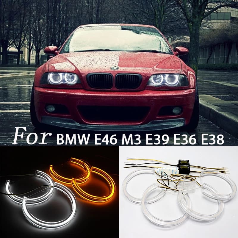 131mm Car Styling Dual Color LED DTM Angel Eyes fari per BMW E36 E38 E39 E46 M3 indicatori di direzione Halo Rings accessori Auto