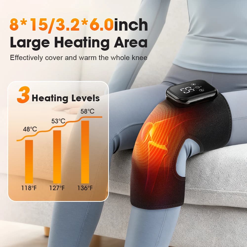 Wireless Knee Massage with Heat and Vibration Electric Heat-Heated Knee Pad Extended Knee Pad for Sports Recovery