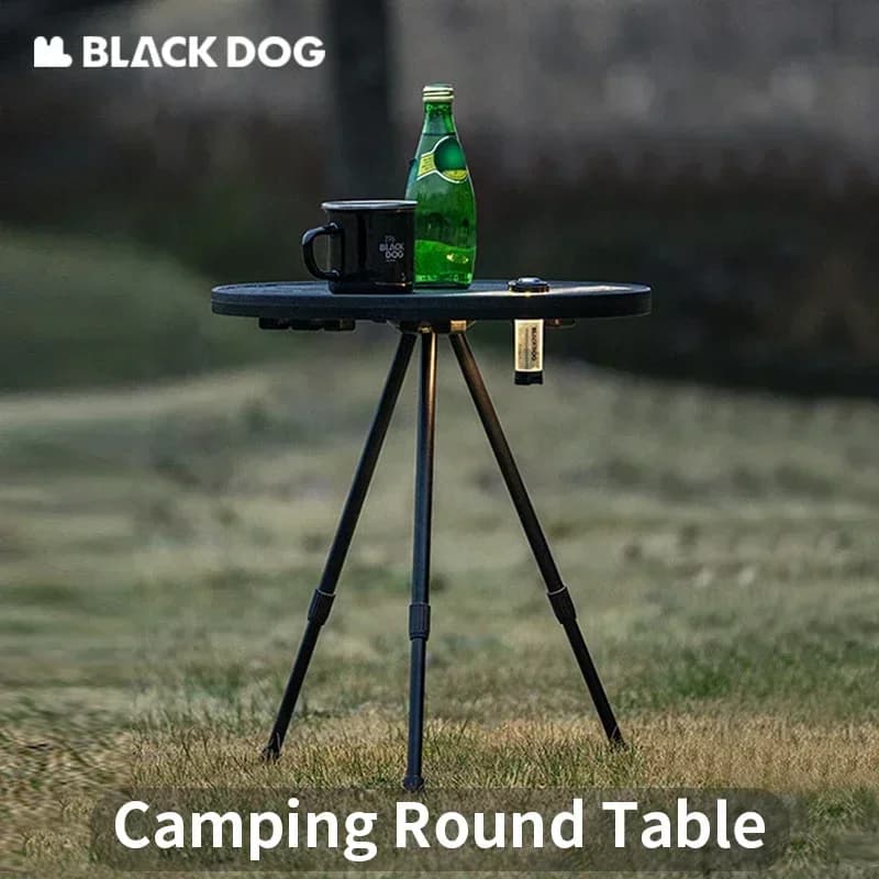 Naturehike BLACKDOG Tavolo rotondo pieghevole Tavolo da pranzo in lega di alluminio Campeggio Picnic telescopico all'aperto Escursione portatile a tre gambe
