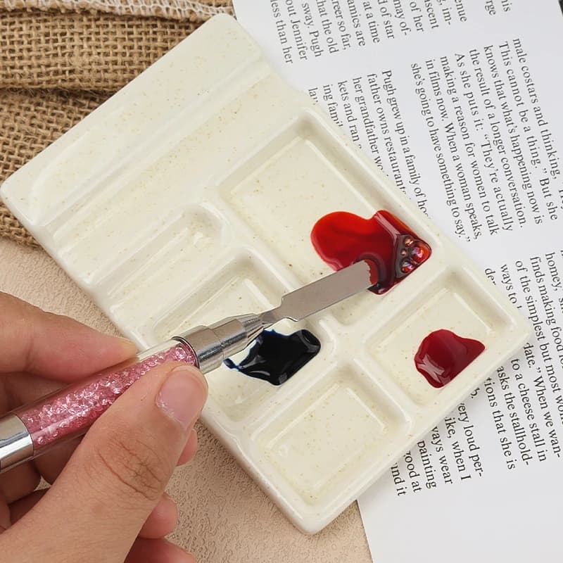 1pcs Ceramic Colour Palette Painting Pigment Palette Pen Rest Compact Gouache Watercolor Painting and Calligraphy Art Supplies