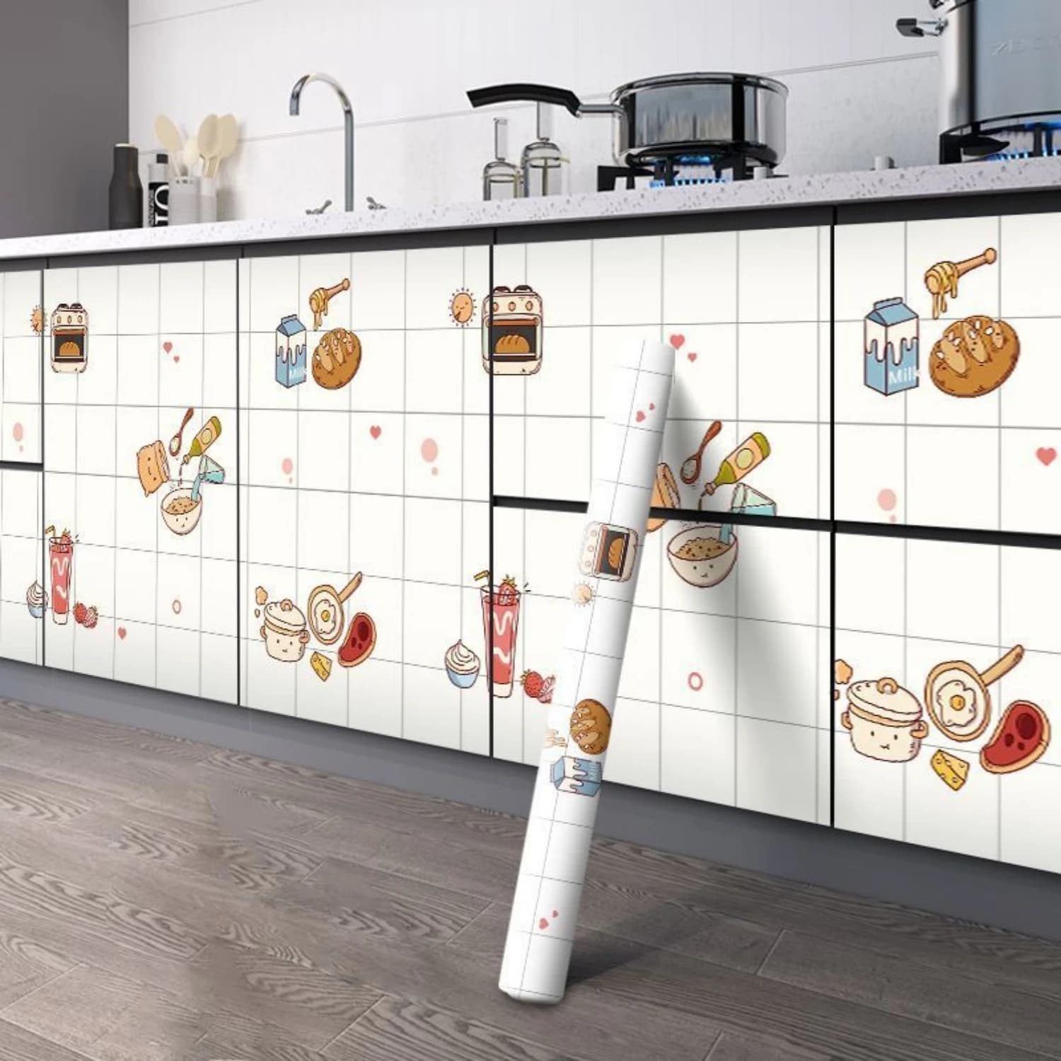 Adesivi decorativi in marmo da 8 m Carta da parati autoadesiva impermeabile a prova di olio in foglio di alluminio per la ristrutturazione del controsoffitto dell'armadio da cucina