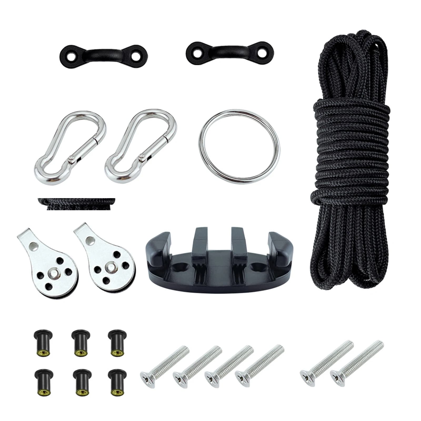 Sport acquatici Kayak Canoa Ancoraggio Trolley Kit Tacchetta Rigging Anello Pulegge Pad Occhi Bene Dadi Viti Corda Barche Deck Accessori