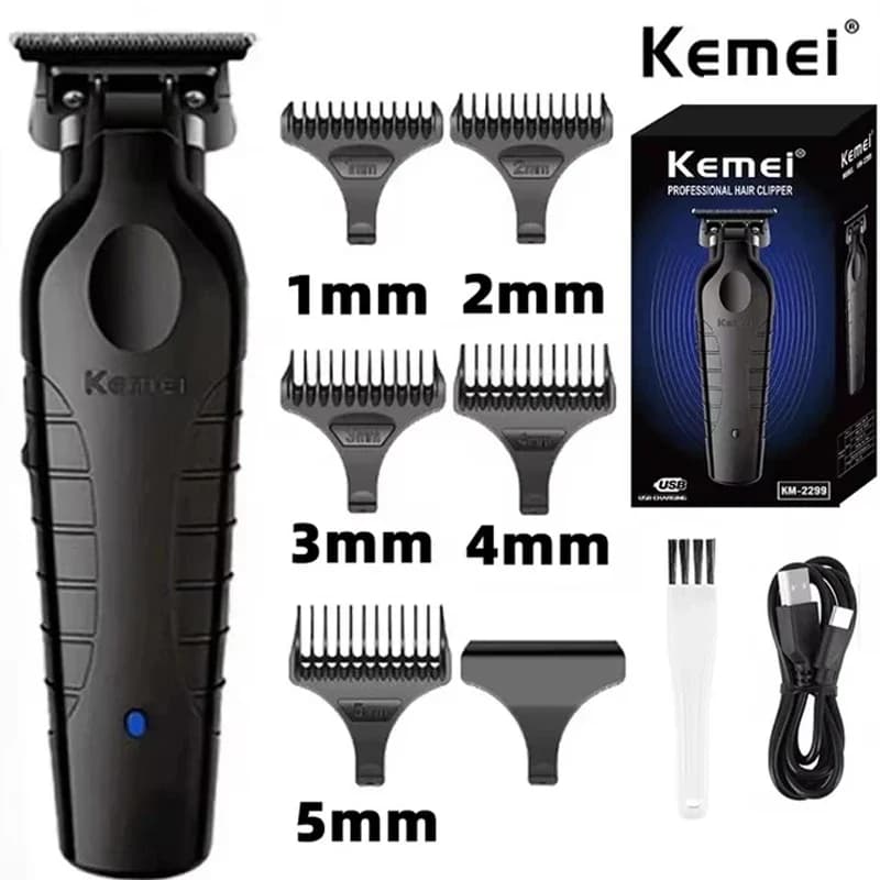 Kemei 2299 Barbiere Cordless Haircuts 0mm Zero Gapped Carving Clipper Professional Electric Cutting Machine For Finish