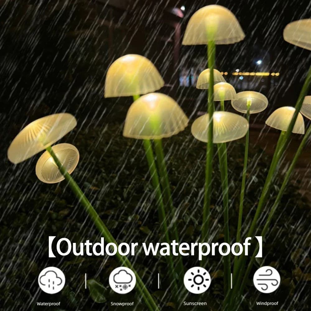 Luce Solare a LED a Forma di Fungo e Medusa, Luce Calda RGB Impermeabile a Risparmio Energetico, Luce Fatata Oscillante per Decorazioni da Giardino Esterno