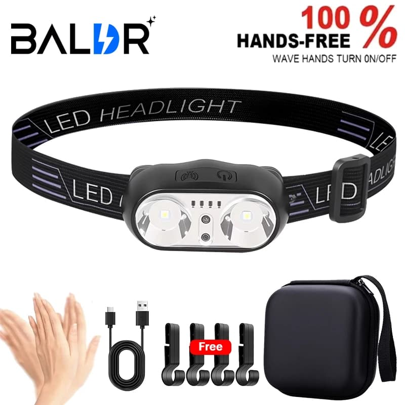 Mini LED Front Lamp Night Fishing Powerful Flashlight Outdoor Camping Lamp Waterproof Front Lamp with Portable LED Sensor