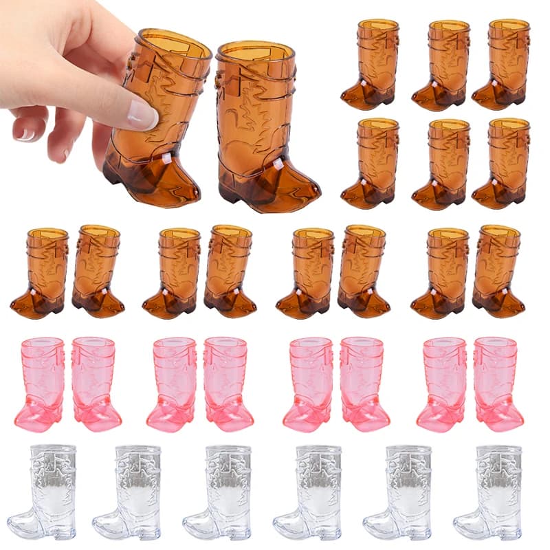 10 bicchieri da tiro per stivali da cowboy, mini bicchieri in plastica per decorazioni per feste di compleanno, bomboniere per addio al nubilato da cowboy