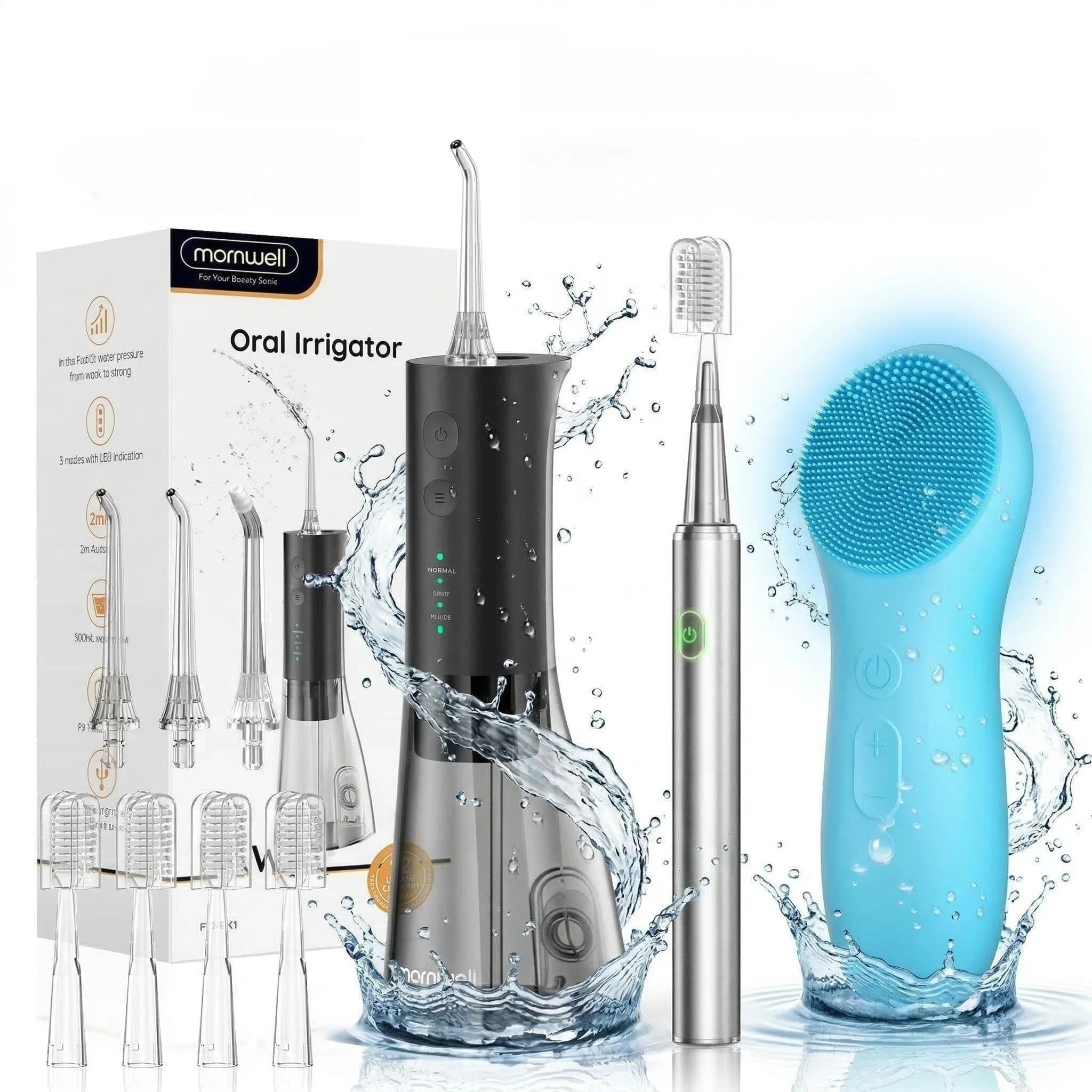 Combined Electric Brushless Wireless Dental Cleaner, with 4 Modes and 300ML Water Tank