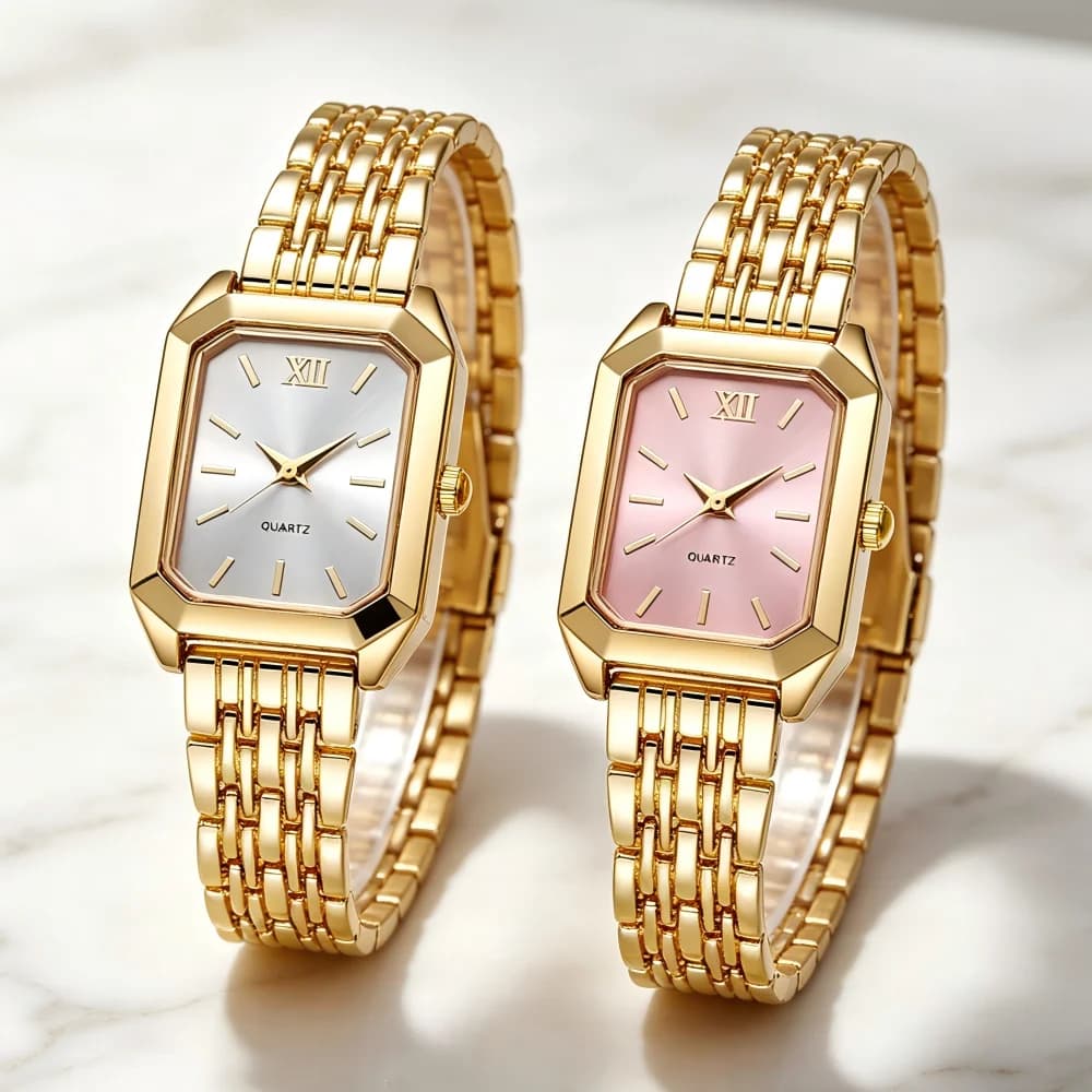 2 pcs/set Luxury Women's Quartz Watch With Bracelet LOVE Set Alloy Strap Quartz Wrist Watch Ladies Gold