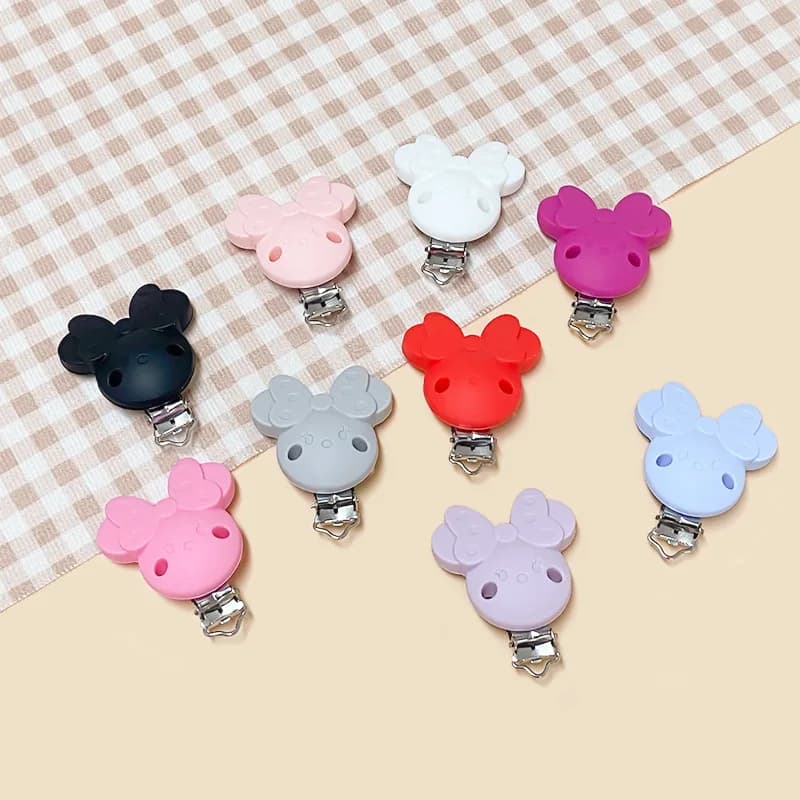 10 pz Silicone Del Fumetto Ciuccio Pinze In Silicone Per Uso Alimentare FAI DA TE Bambino Massaggiagengive Giocattolo Collana Ciuccio Catena Manichino Pinze