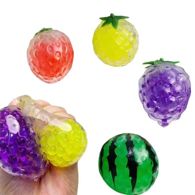 Palline Antistress Morbide a Forma di Frutta per Bambini: Fragola, Anguria, Giocattoli da Spremere, Palline di Pasta, Giocattoli Sensoriali per Alleviare l'Ansia