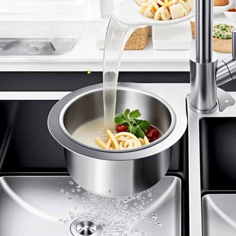 Cestello di scarico per cigno in acciaio inossidabile, rubinetto per lavello da cucina, scolapiatti, cestello per filtro per rifiuti alimentari, separazione asciutta e bagnata