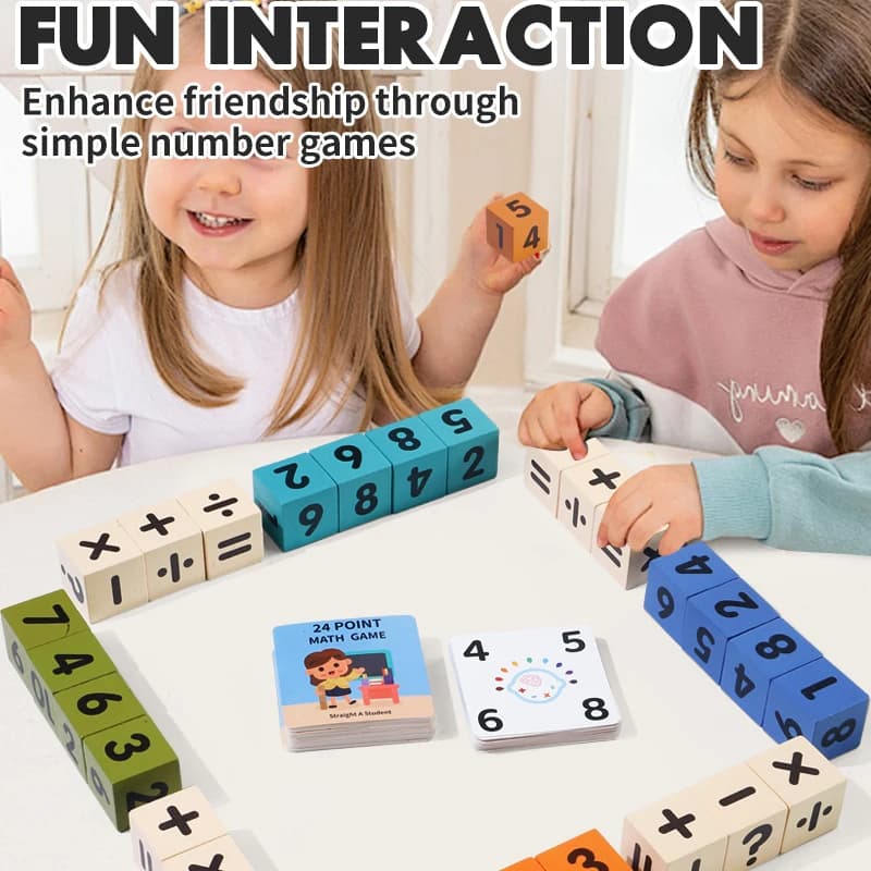 Cubo da gioco a 24 punti, colore cubo casuale, divertente giocattolo in legno, operazioni di matematica,+-×tiste Gioco da tavolo da battaglia, Natale/Halloween giif