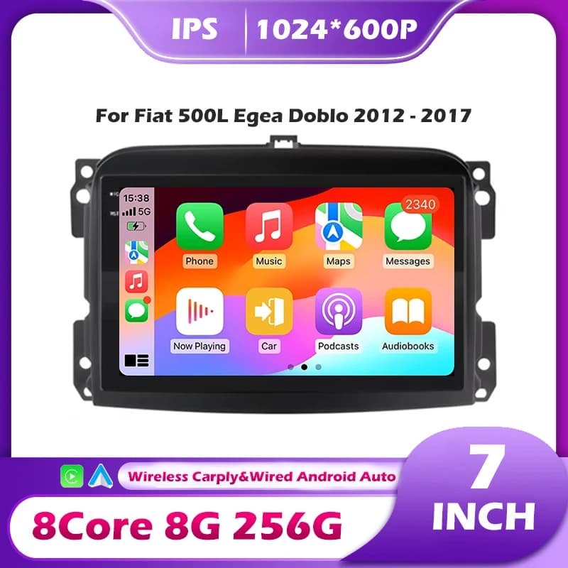 Autoradio Android 16 per Fiat 500L Egea Doblo 2012-2017, Stereo Multimediale con DSP, CarPlay, Video, Audio, Navigazione, IPS, 4G, BT