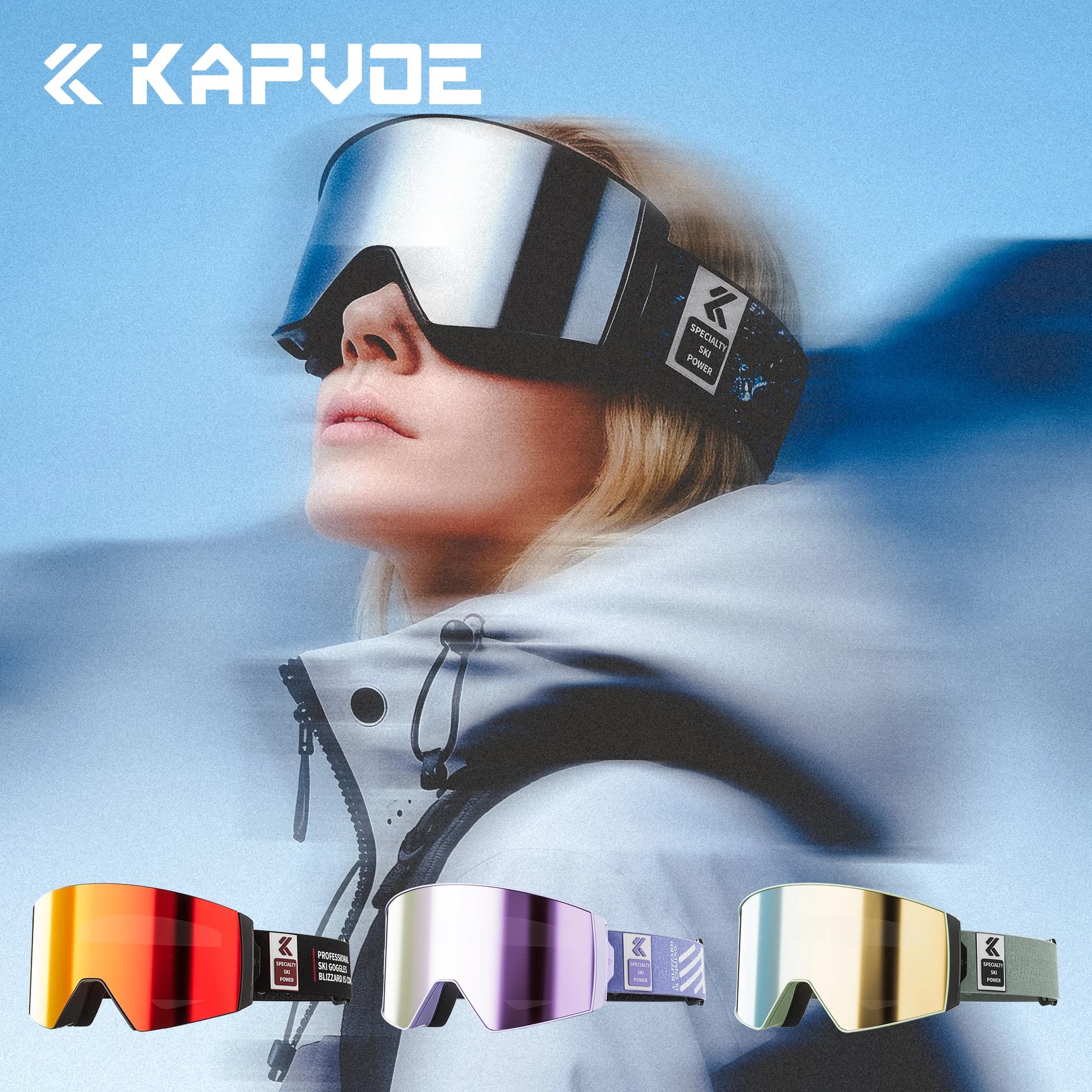 Kapvoe Popolare Doppio Strato Anti-Fog Occhiali Da Sci Lente Magnetica UV400 Occhiali Da Neve Multi Colore Uomo Donna Sport Invernali Occhiali