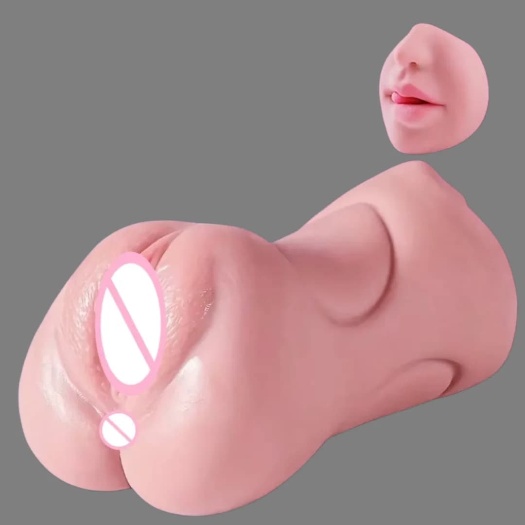 Giocattolo del sesso maschile strutturato 3D della figa tascabile 3 in 1 con bocca sexy Vagina realistica e ano stretto Bambola del sesso Stroker Giocattoli per adulti per uomini