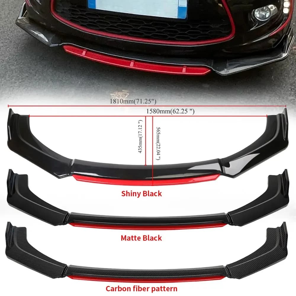 4PCS Universale Auto Paraurti Anteriore Labbro Body Kit Spoiler Canard Splitter Diffusore Rosso Bianco In Fibra di Carbonio Labbro Anteriore Mento Paraurti