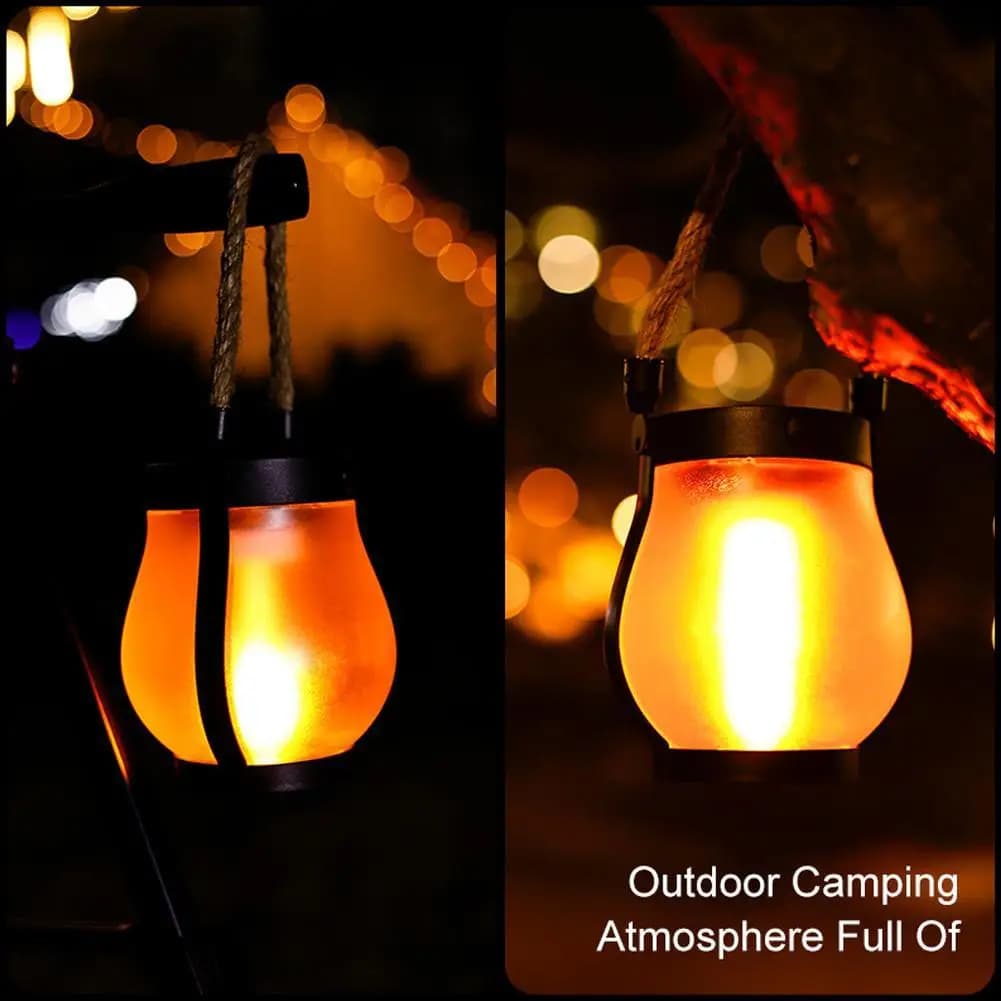 1/2PCS Fiamma Danzante Lanterna Solare Luci Esterne per Patio Giardino, Fiamma Sfarfallio Lanterna Solare Impermeabile 2 Modalità di Ricarica USB
