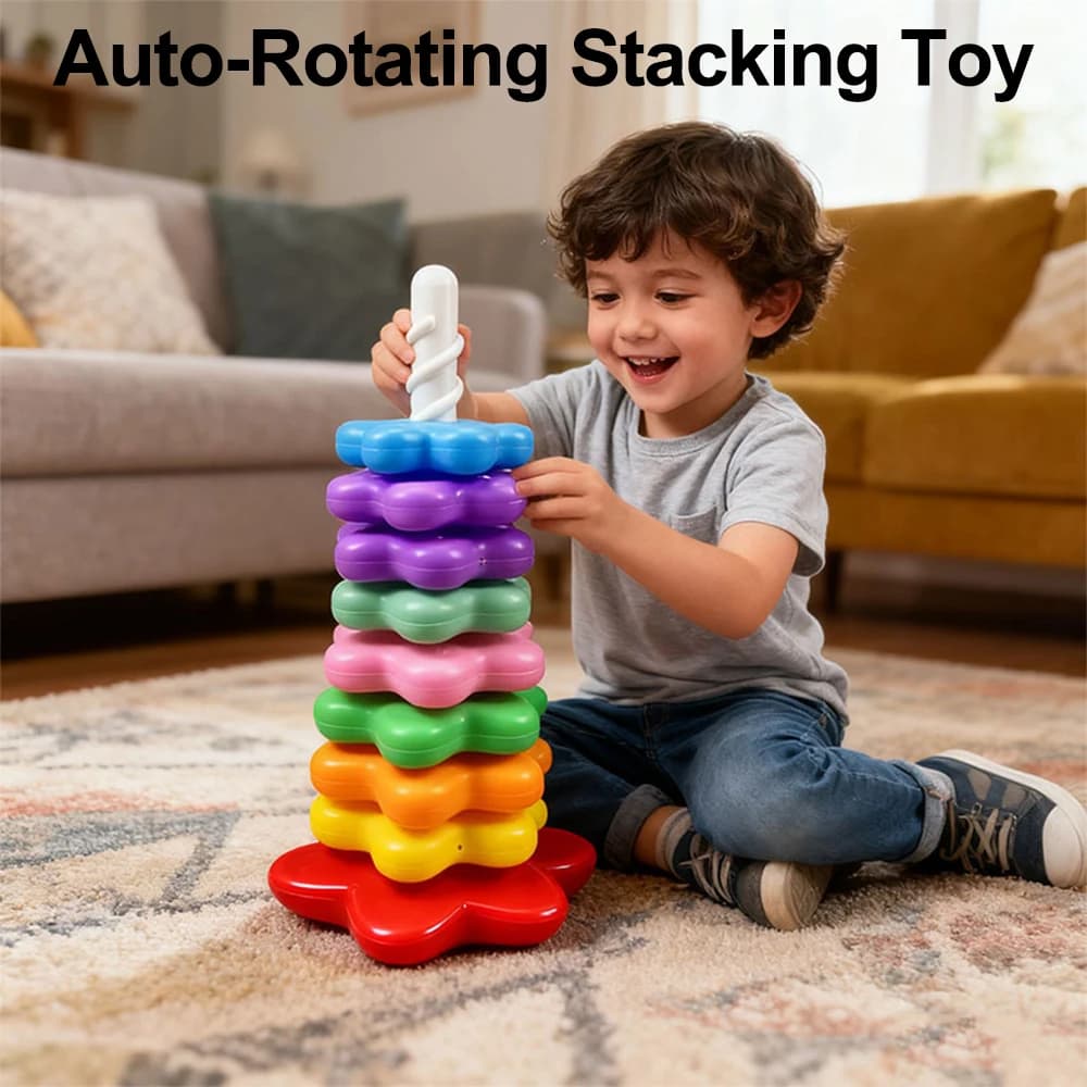 Bambino rotante arcobaleno torre Montessori impilabile puzzle giocattoli sicurezza precoce giocattoli educativi per bambini regali di compleanno di Natale