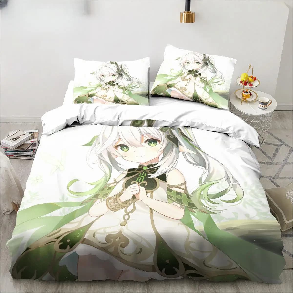 Nuovo Genshin Impact Nahida Kawaii Simpatico cartone animato Nahida King Twin Set biancheria da letto matrimoniale per bambini Set copripiumino in microfibra o poliestere