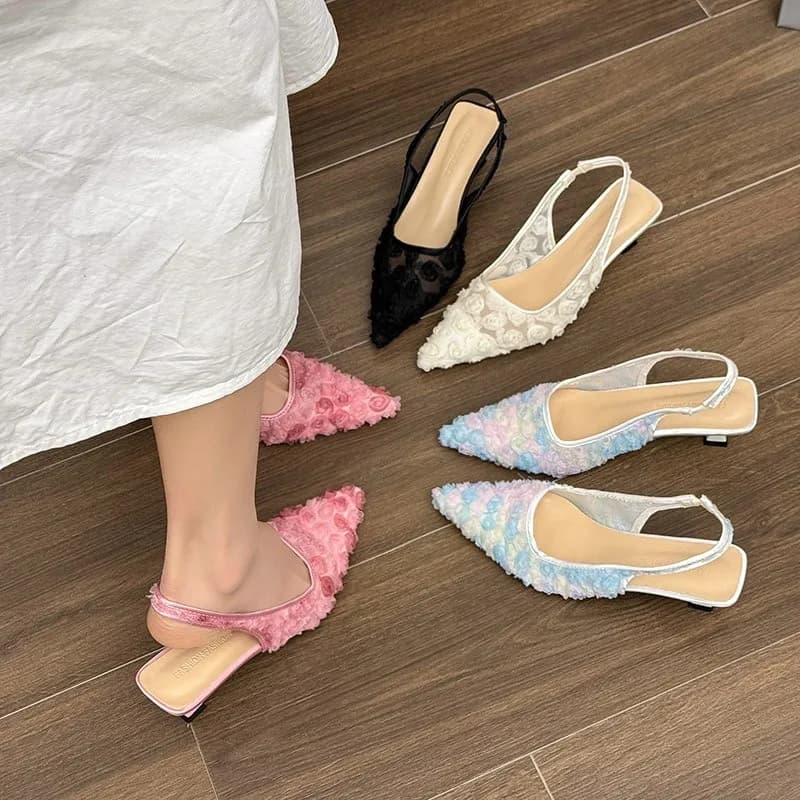 Elegant Summer Sandals in Punta, Sexy and Breathable with Low Heel, Casual and Fashion, New and Comfortable, Women's Shoes Plus Size Best Seller