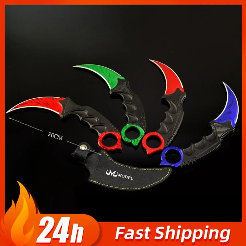 Coltello a forma di artiglio da 20 cm/7,87 pollici, modello di arma non affilata Crimson Web karambit, ornamenti da scrivania, artigianato, giocattoli per ragazzi, regali.