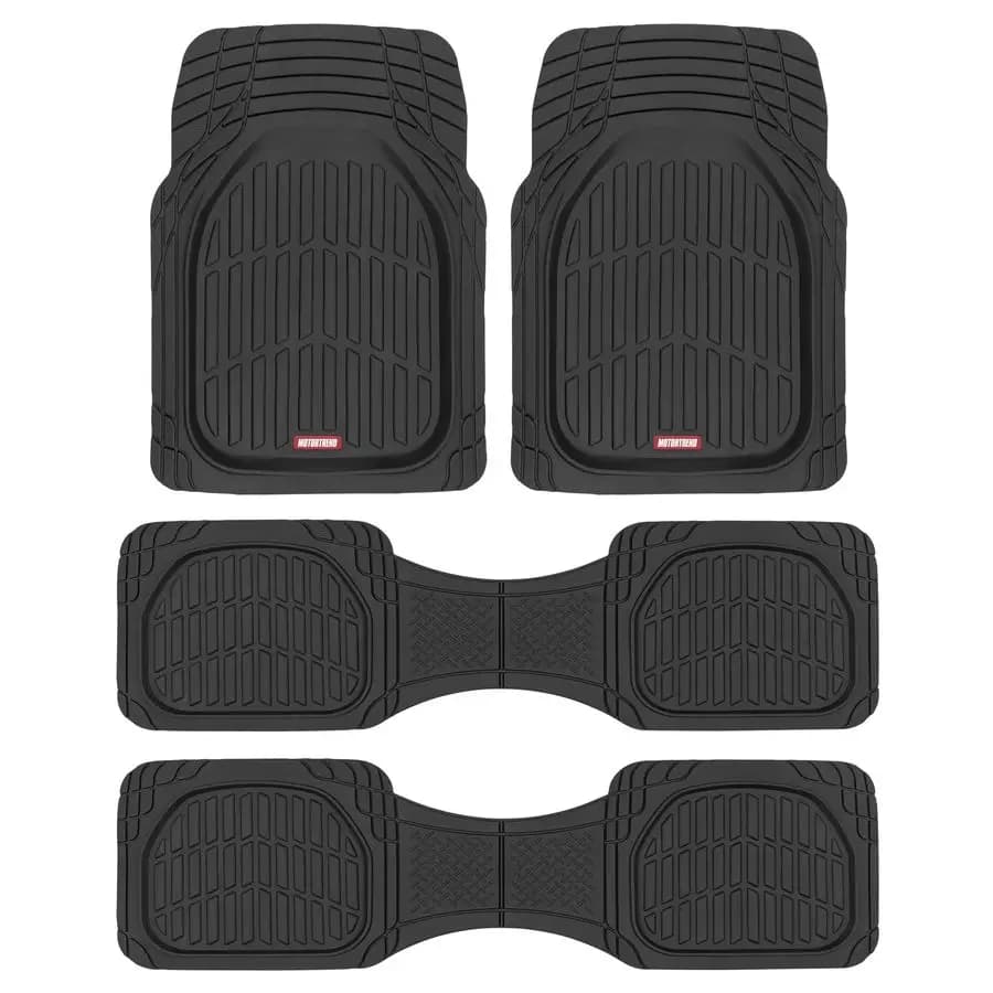 Tappetini auto originali FlexTough in gomma nera per veicoli a 3 file, anteriori e posteriori, 2a fila, a vaschetta profonda, per tutte le stagioni, resistenti.