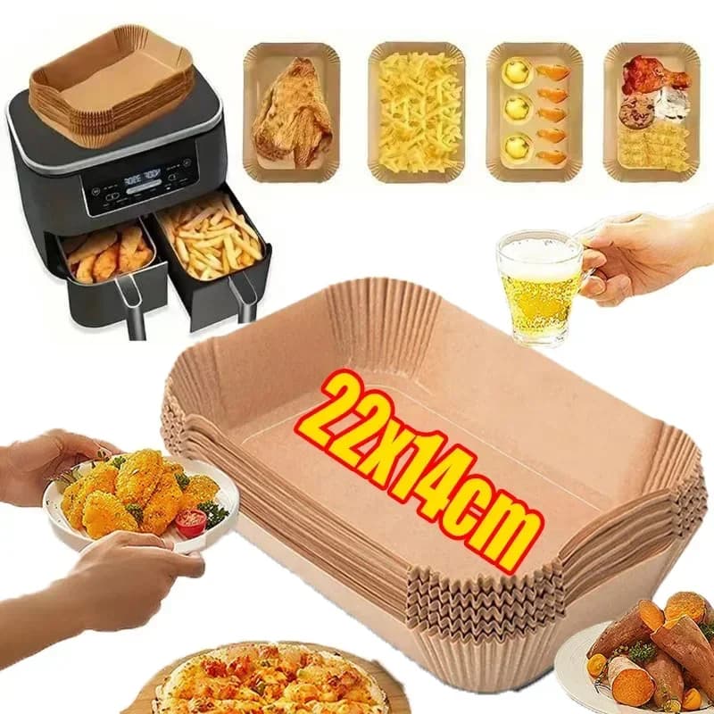 Disposable Air Frying Machine 50/100 pieces Rectangle Kitchen Cooking Airfryer Zerbino Oilproof Micro-wave Barbecue Bakery Paper Accessories