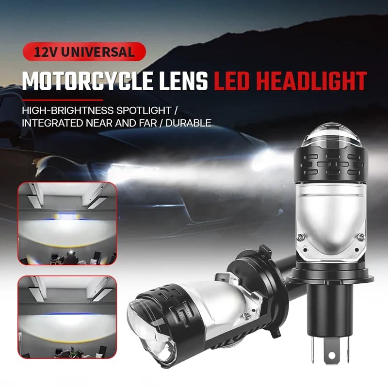 Lampadina H4 Bi LED per Fari con Mini Proiettore, Canbus, Super Luminosa 90000LM 6000K, Luce Alta/Bassa, per Auto e Moto 12V